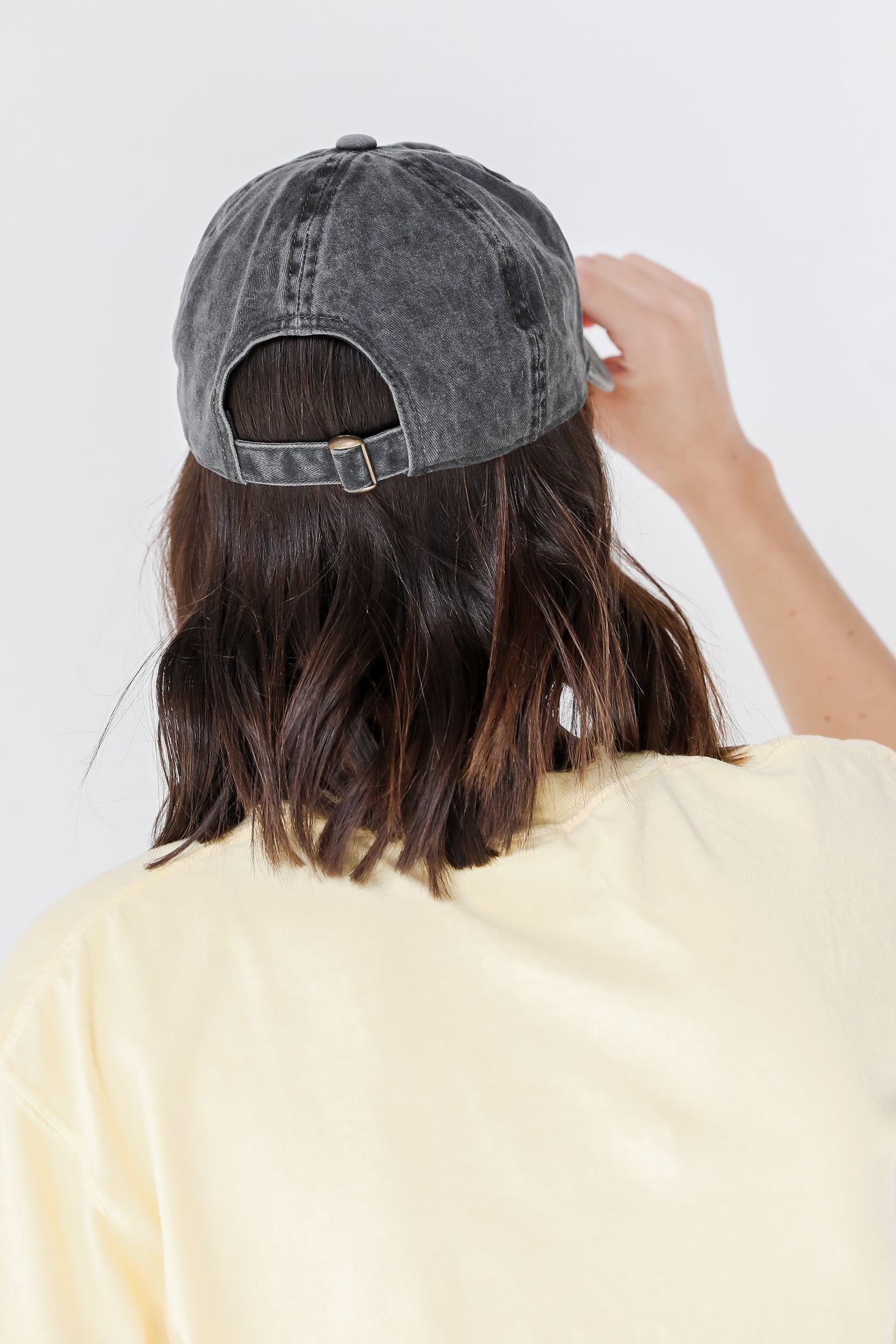 Savannah Script Embroidered Hat in black back view