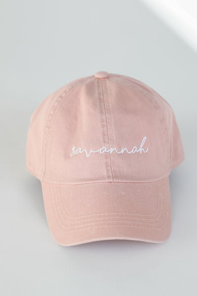 Savannah Script Embroidered Hat in blush