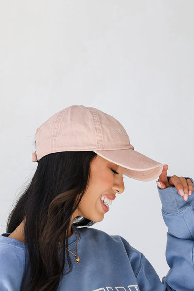 Savannah Embroidered Hat in blush side view