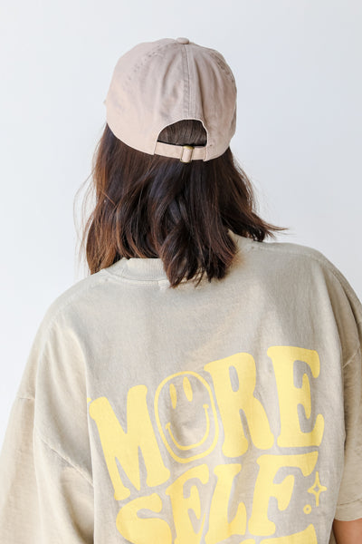 Savannah Embroidered Hat in taupe back view
