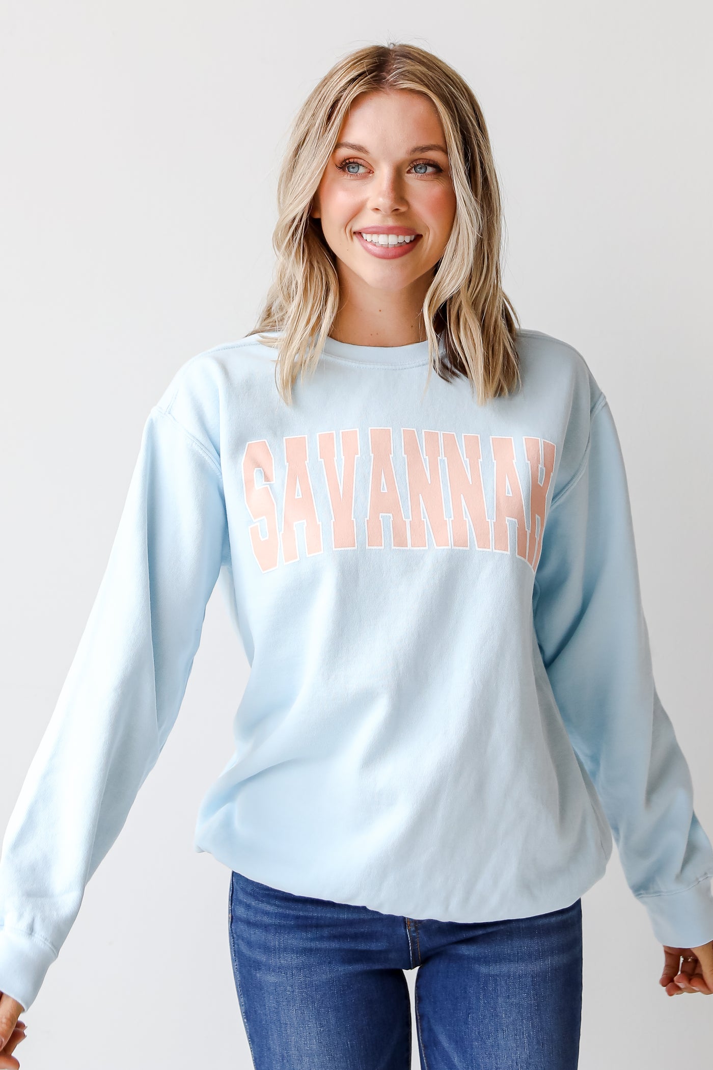 Light Blue Savannah Pullover front view