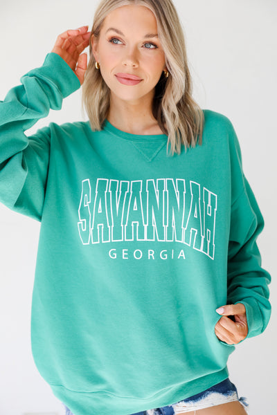 Green Savannah Georgia Pullover. Graphic Sweatshirt. Savannah Sweatshirt. Oversized Comfy Cozy