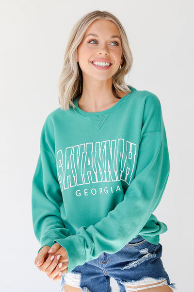Green Savannah Georgia Pullover on model
