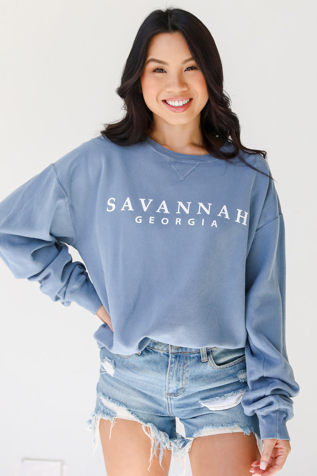 Light Blue Savannah Georgia Pullover. Savannah Sweatshirt. Comfy Sweatshirt Womens