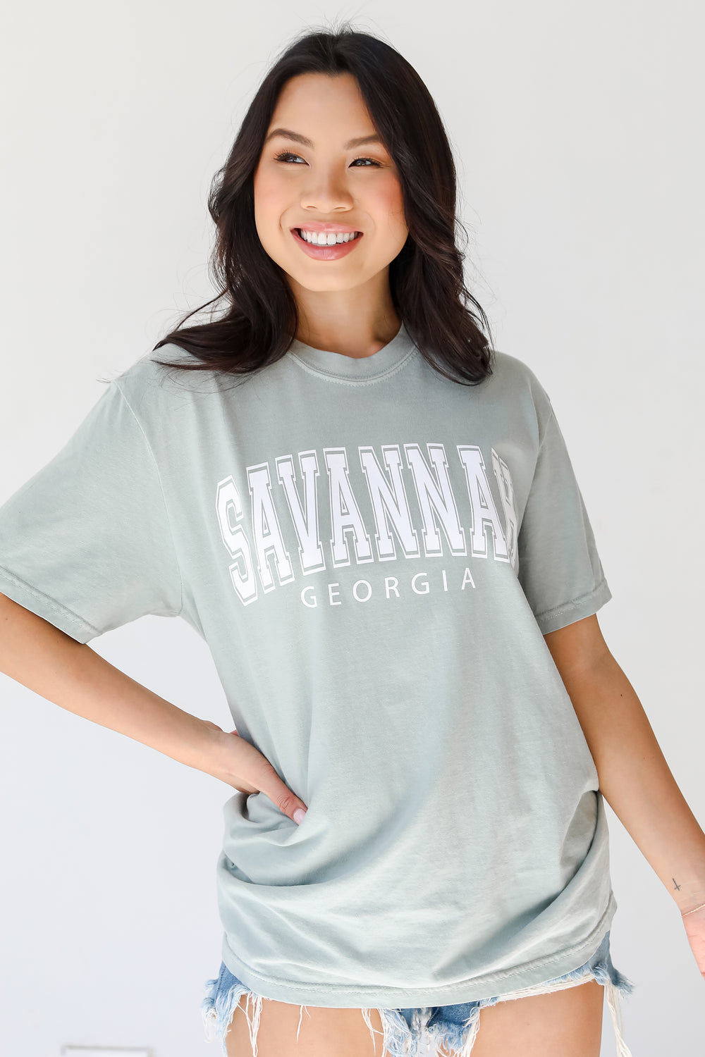 Sage Savannah Georgia Tee on model