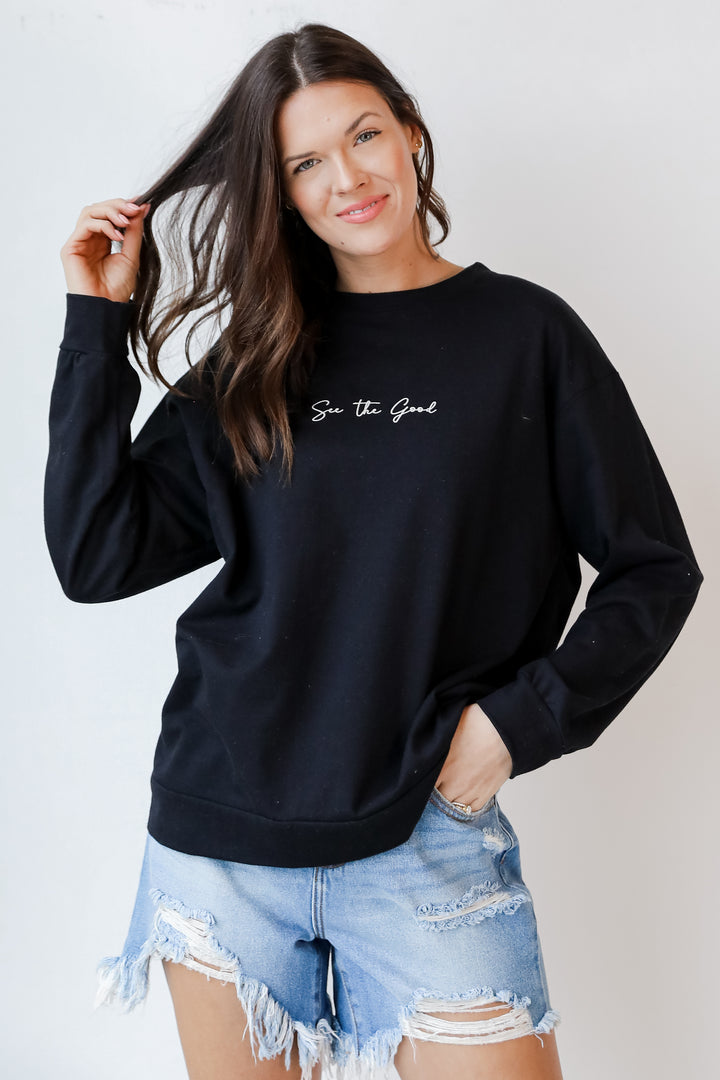 See The Good Pullover in black front view