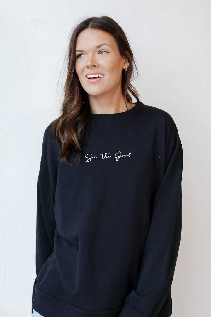 See The Good Pullover in black on model