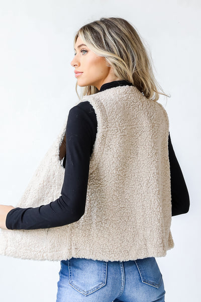 Sherpa Vest in ivory back view