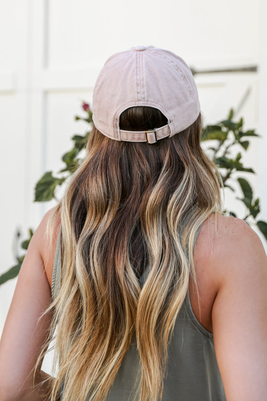 Smiley Face Baseball Hat in blush back view