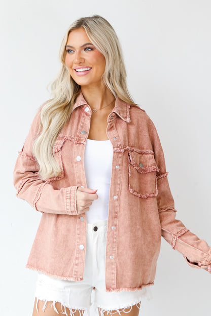 smiley face Denim Jacket front view