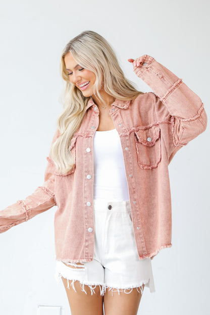 smiley face Denim Jacket on dress up model