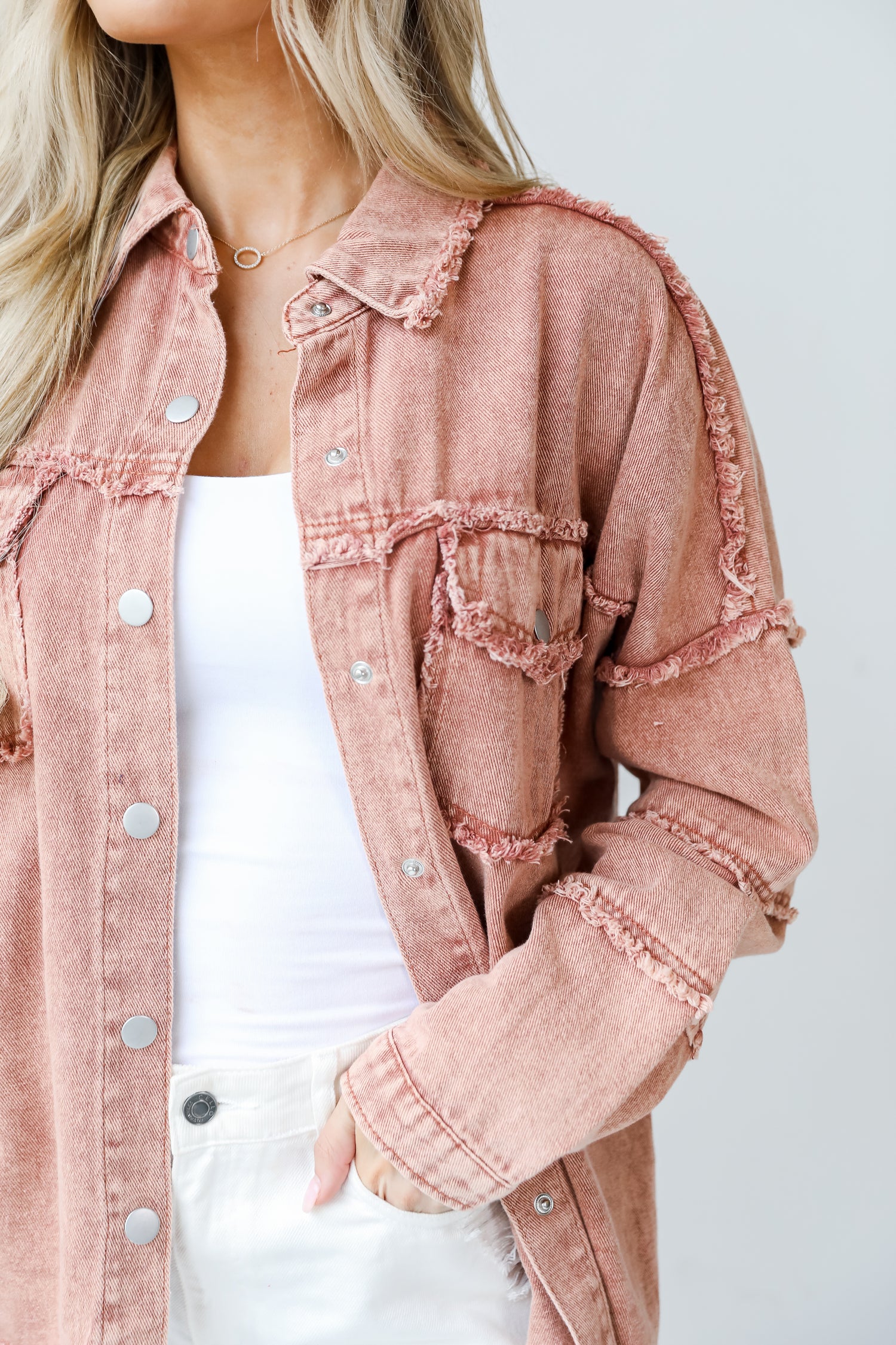 smiley face Denim Jacket close up