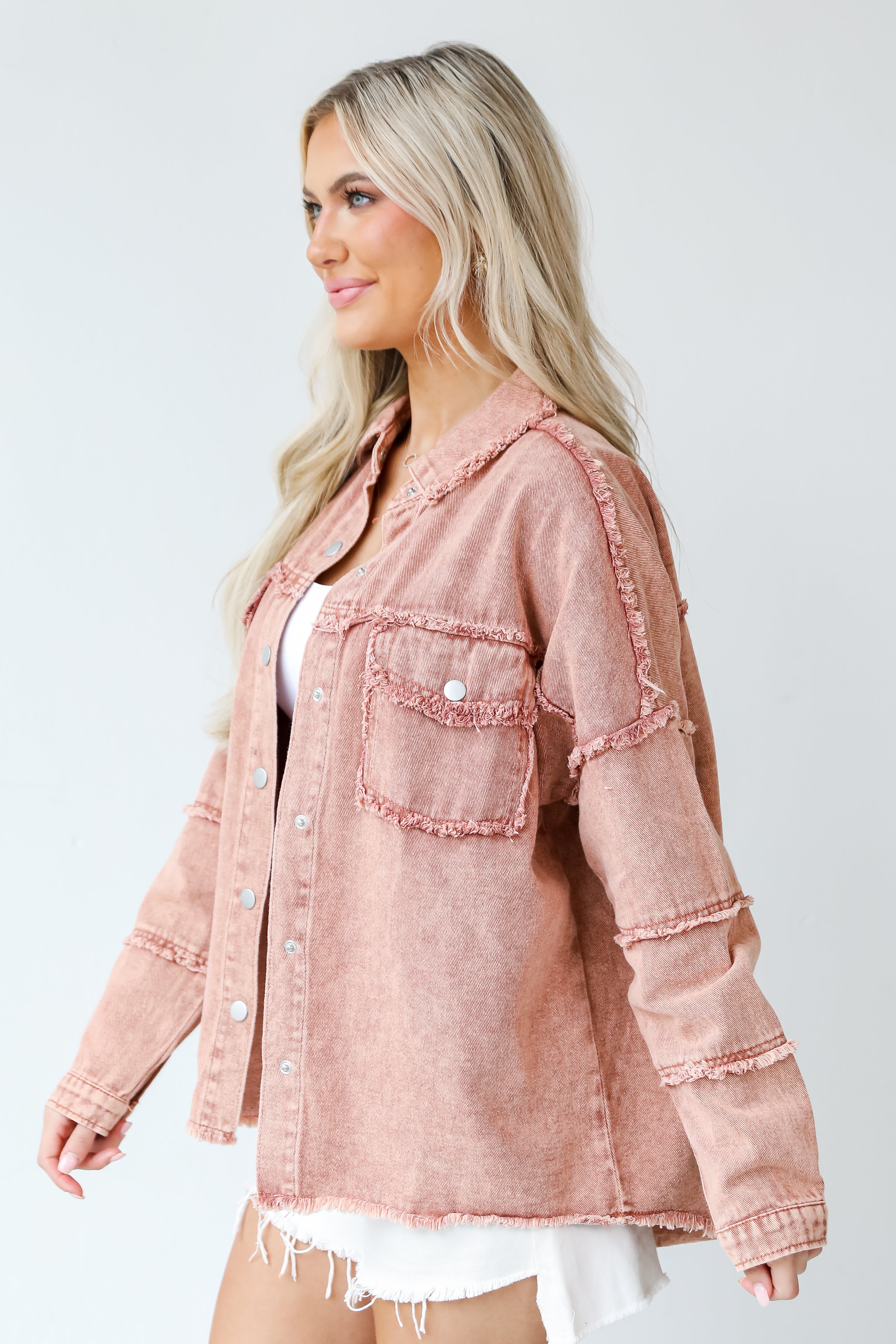 smiley face Denim Jacket side view