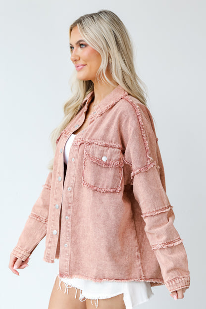 smiley face Denim Jacket side view