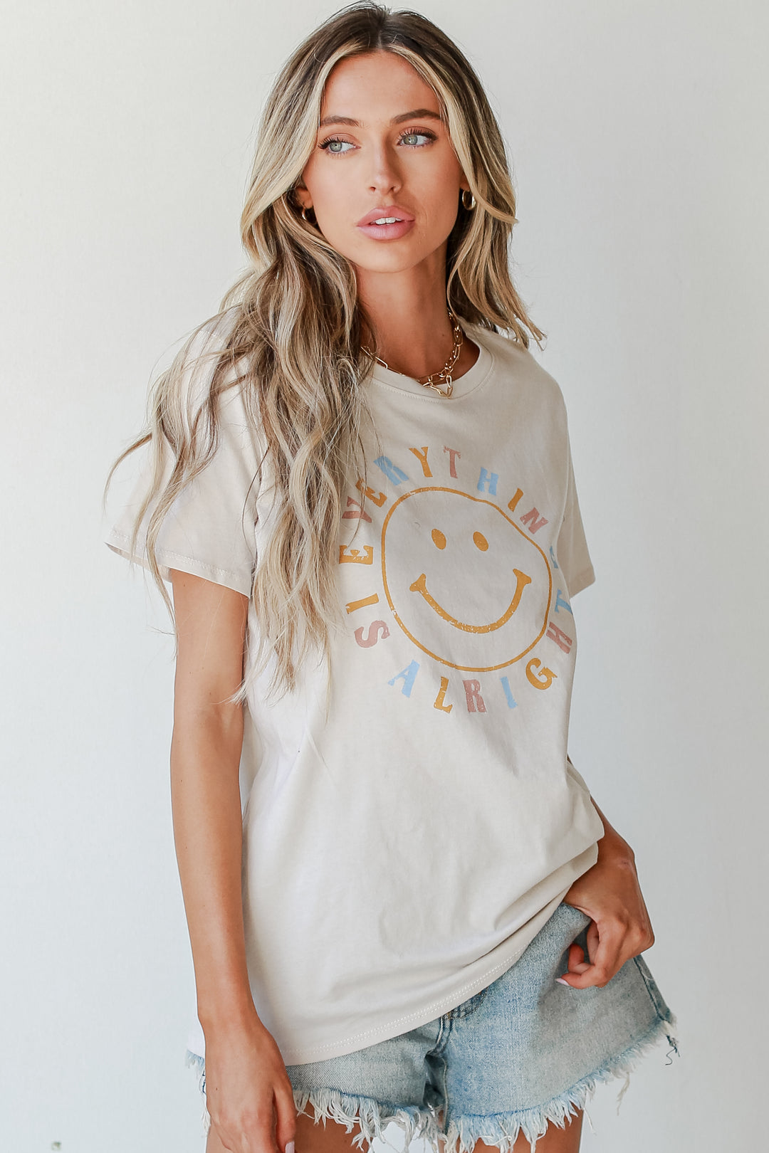 Everything Is Alright Graphic Tee on model