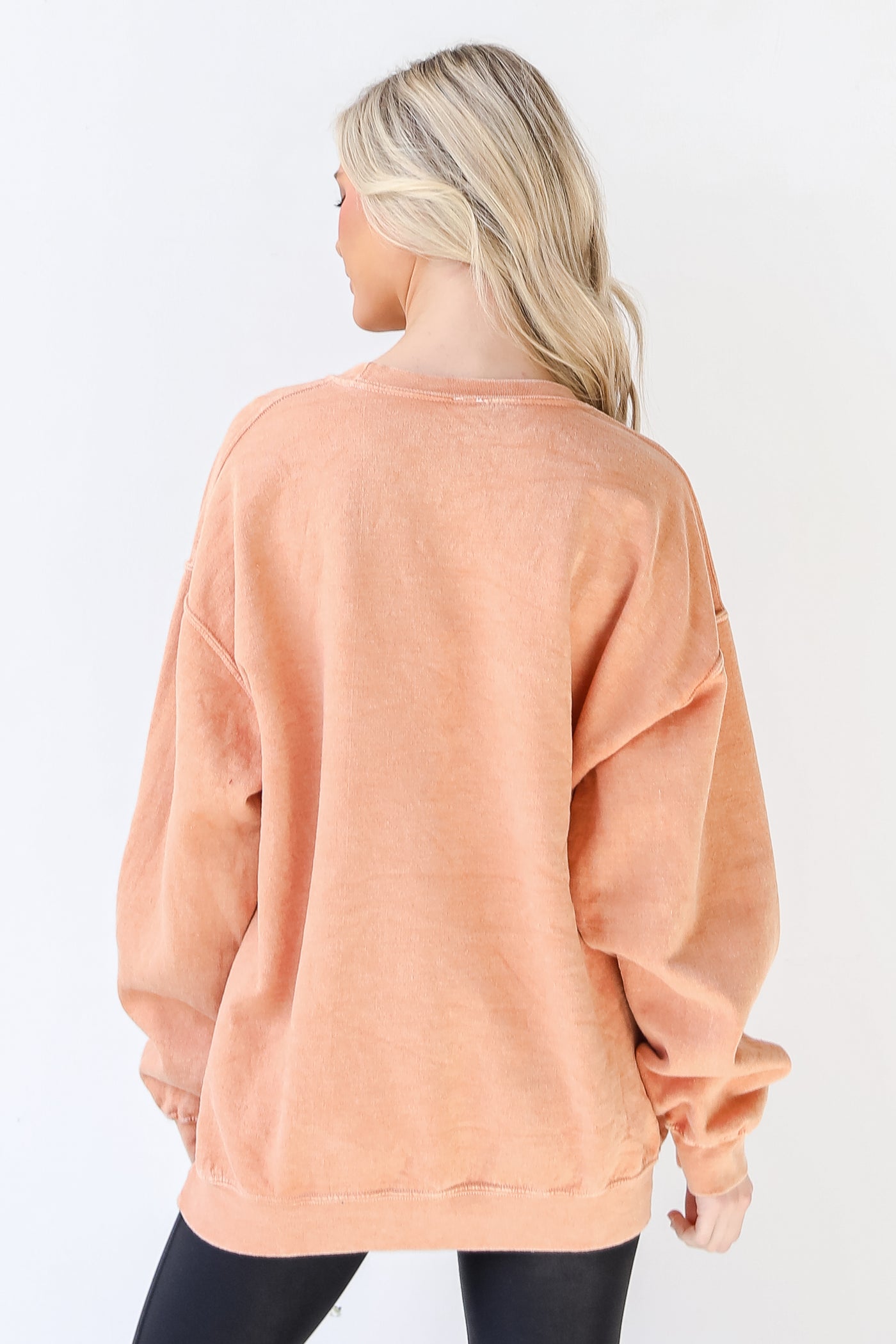 Smiley Face Oversized Pullover in rust back view