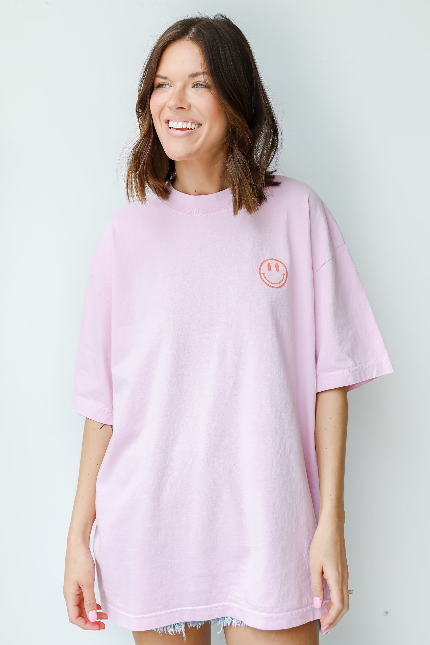 Love Forever Smiley Face Graphic Tee front view