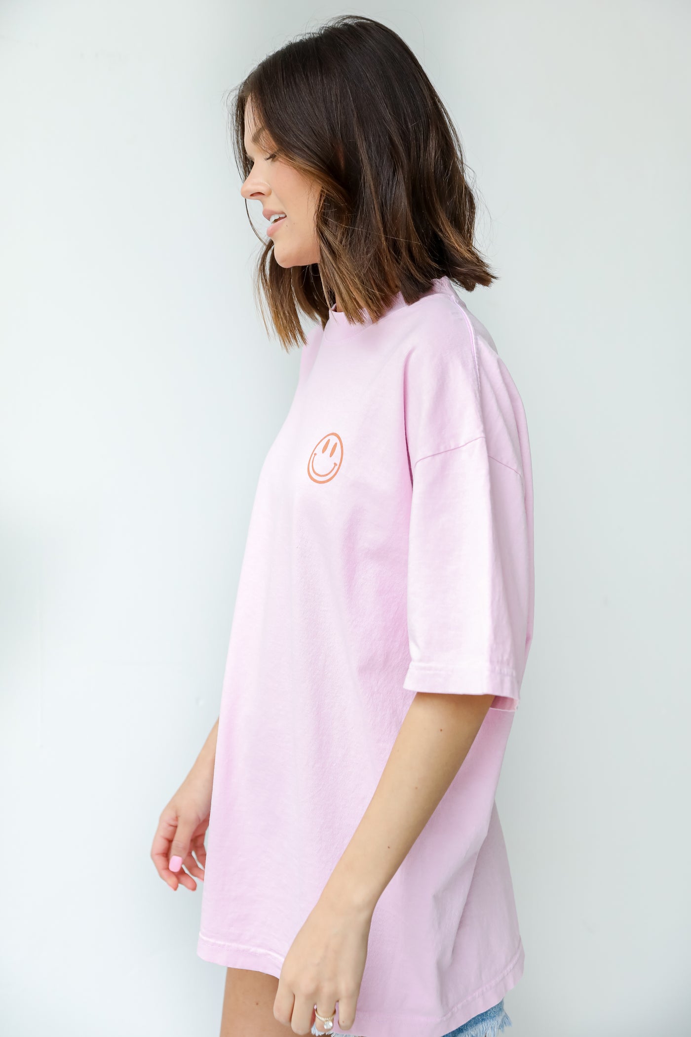 Love Forever Smiley Face Graphic Tee side view