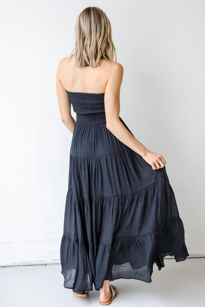 Strapless Maxi Dress in black back view