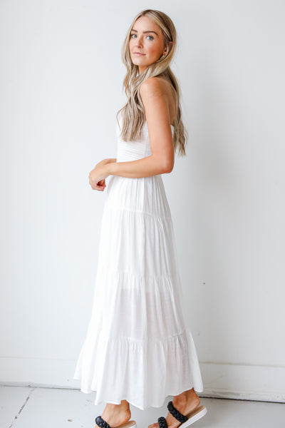 Strapless Maxi Dress in white side view