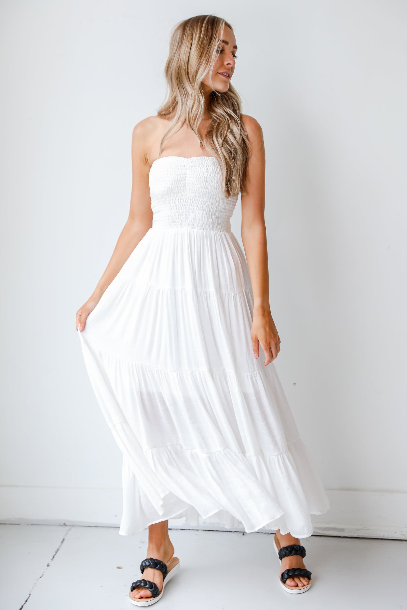 Strapless Maxi Dress in white