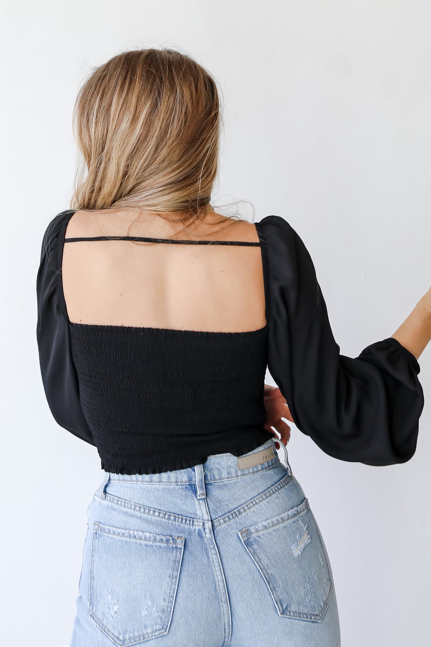 Edge Of Style Smocked Crop Top