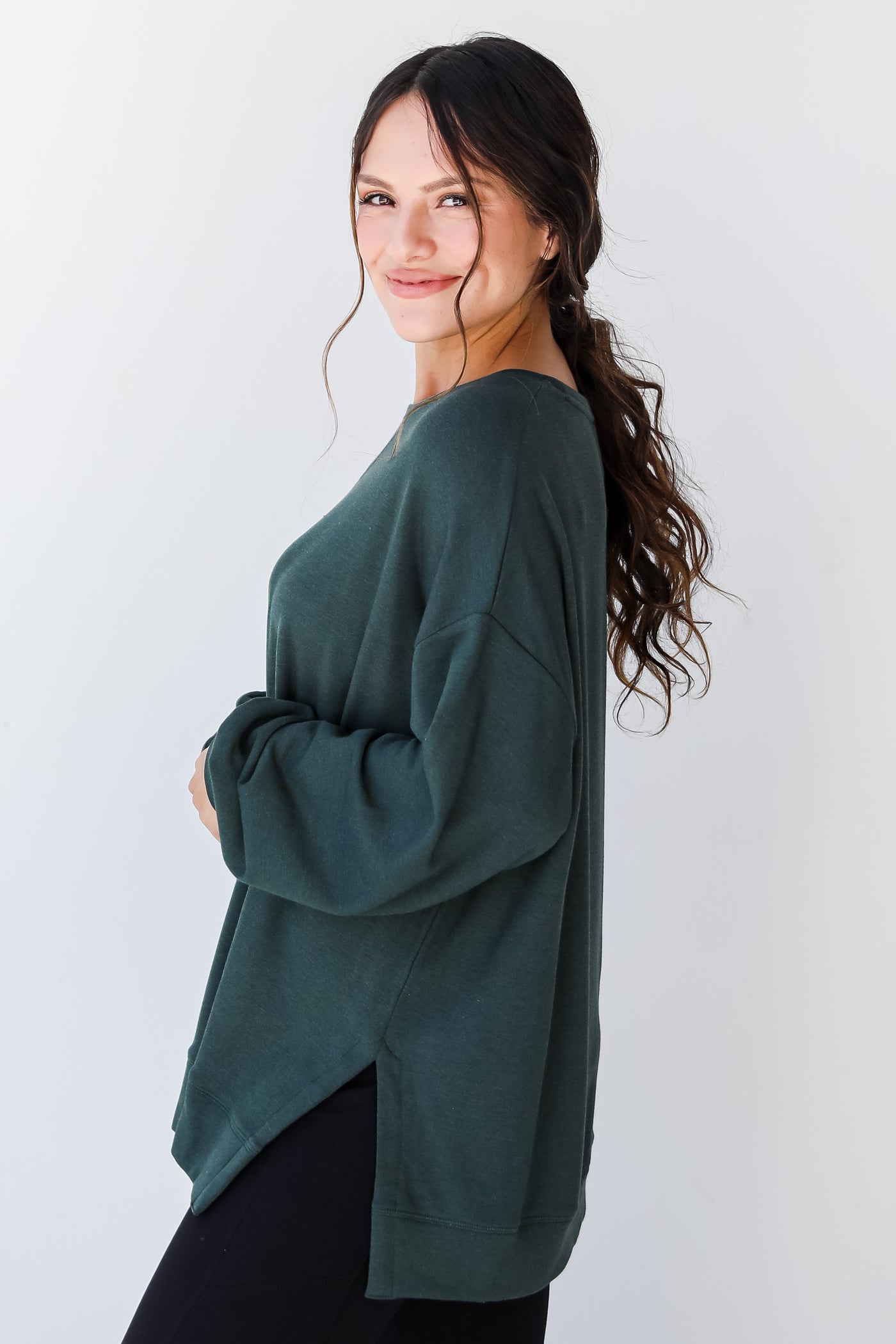 green Pullover side view