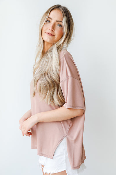Ultra Soft Everyday Tee in blush side view