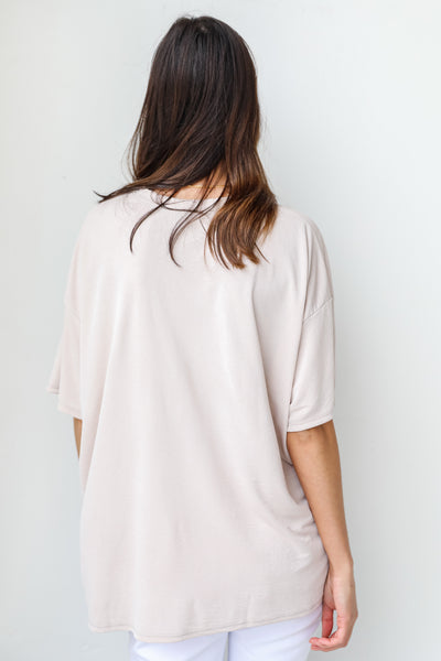Ultra Soft Everyday Tee in taupe back view