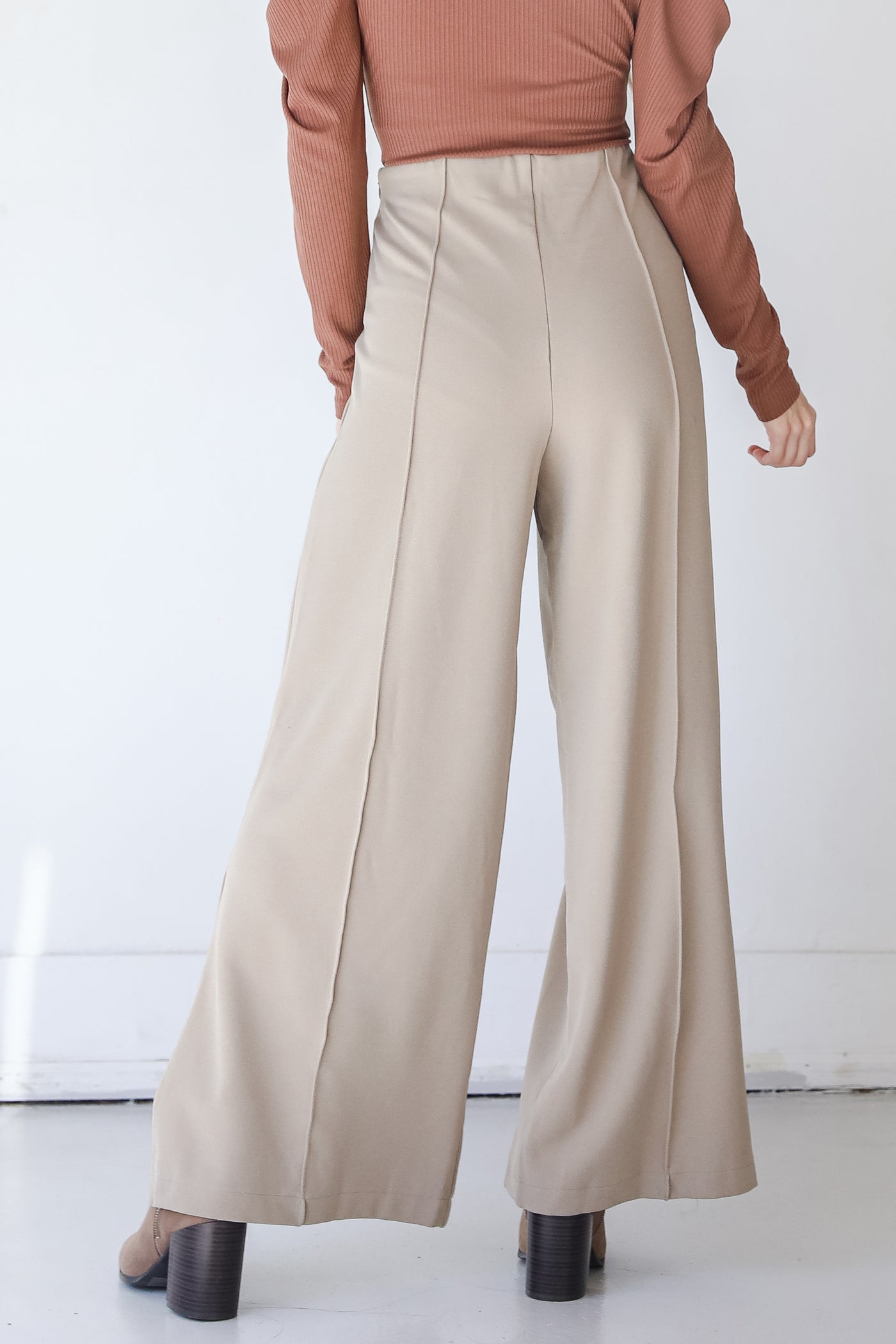Pants in taupe back view
