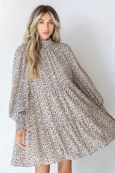 Spotted Tiered Dress on model