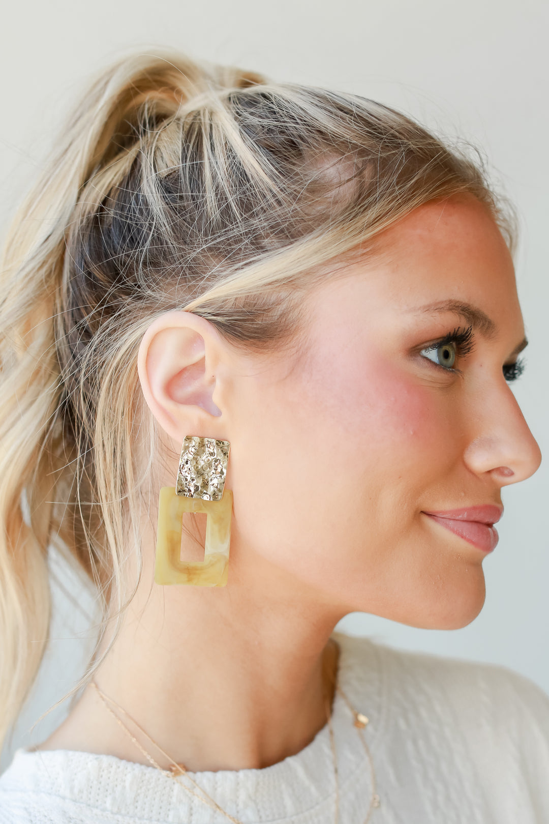 Acrylic Statement Earrings in taupe