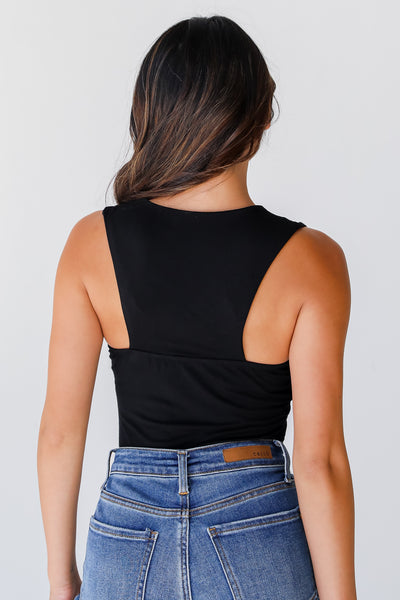 black Basic Bodysuit back view