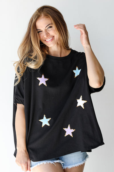 Star Glitter Top front view
