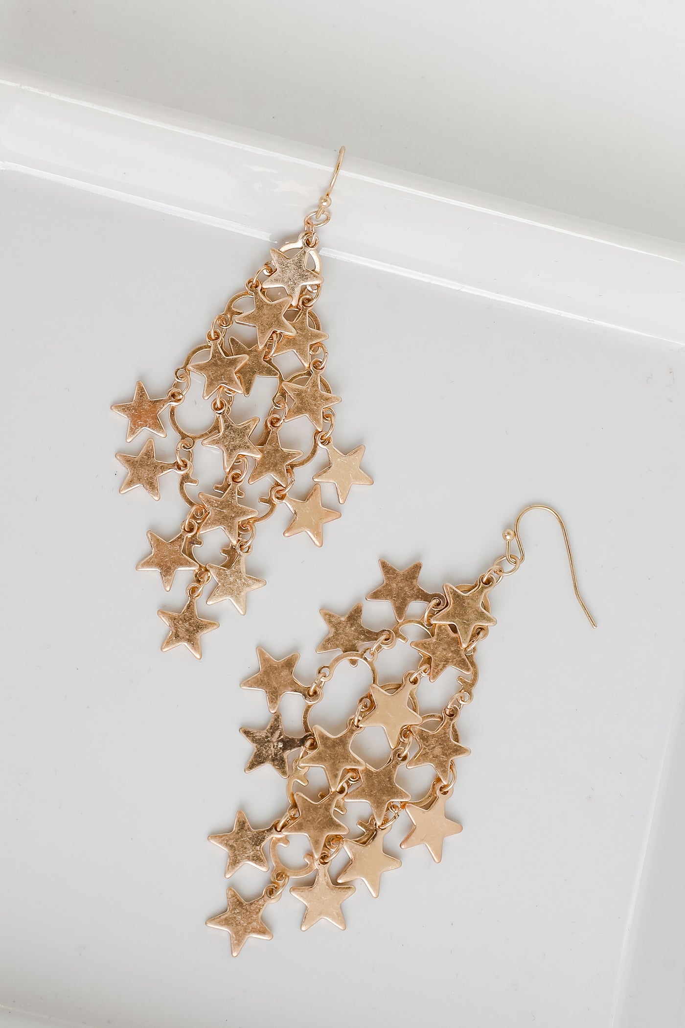 Gold Star Drop Statement Earrings from dress up