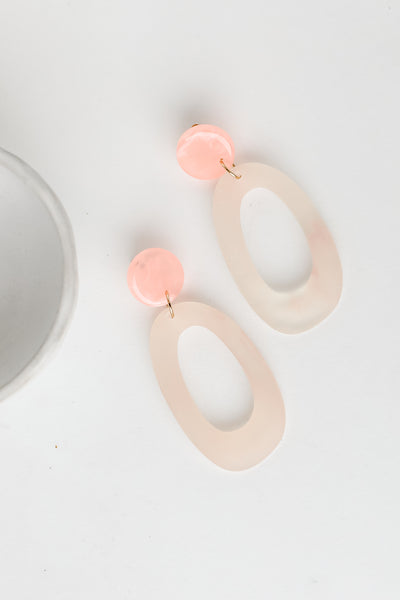 pink Acrylic Drop Earrings flat lay