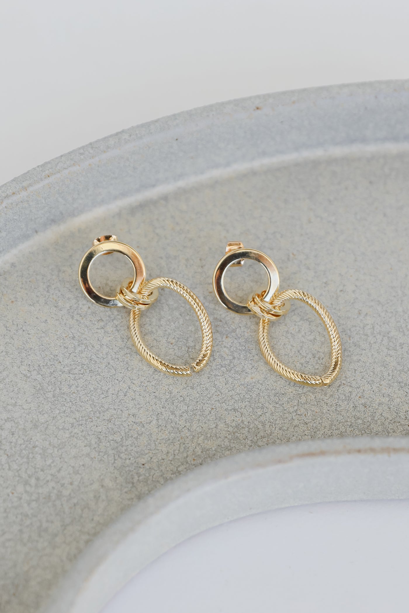 Gold Chainlink Drop Earrings close up