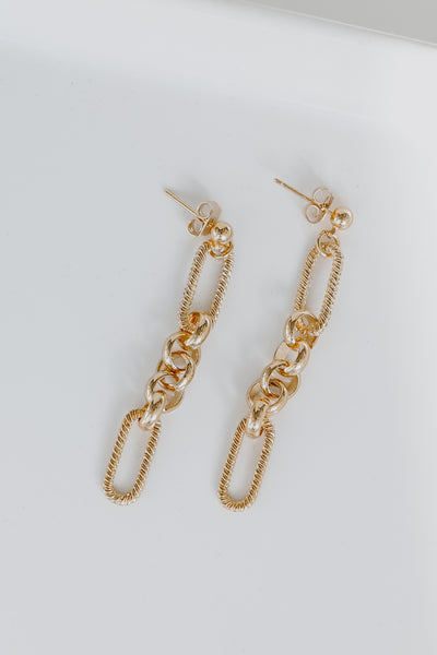 Gold Chain Drop Earrings flat lay
