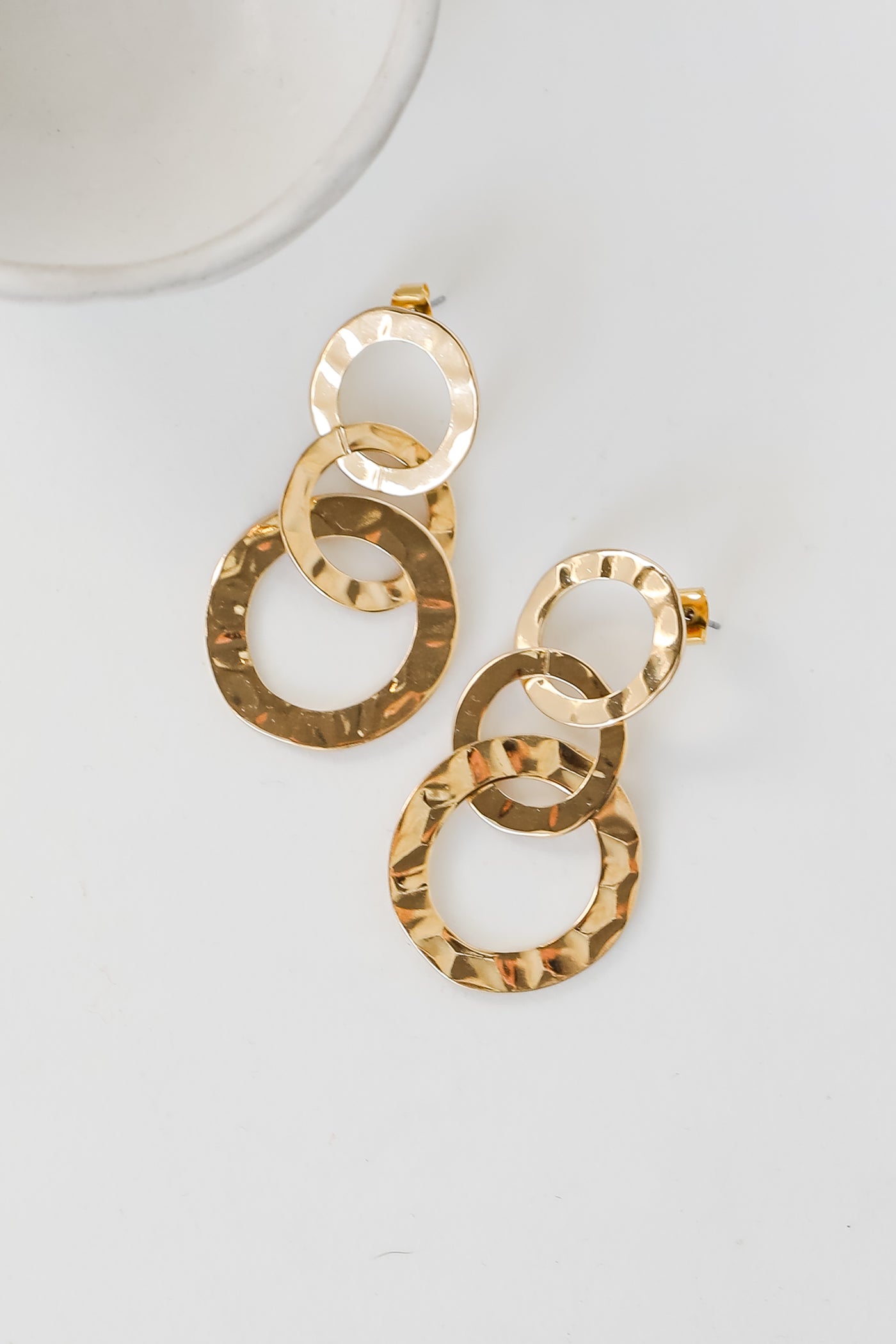 Gold Chainlink Drop Earrings close up