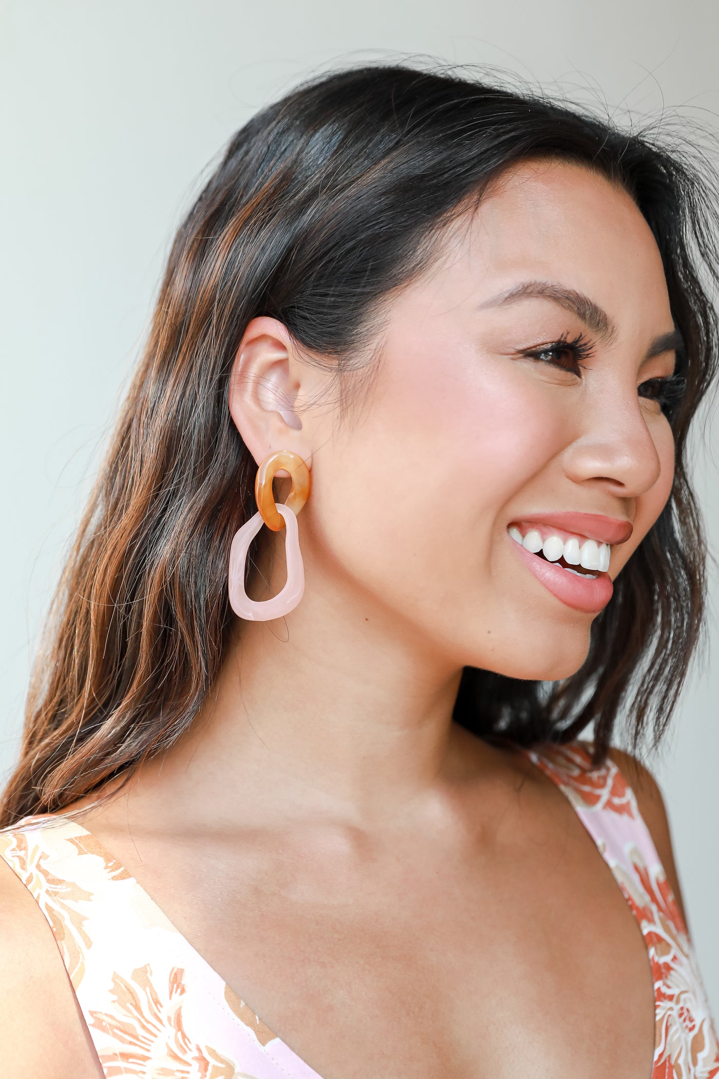 Acrylic Statement Earrings in blush close up