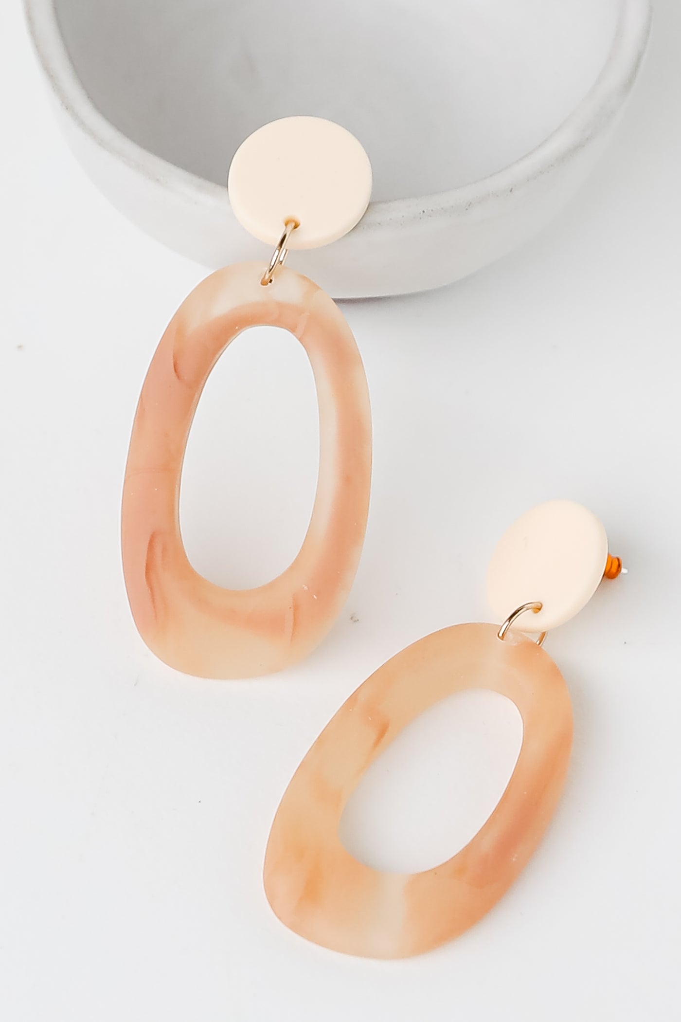 taupe Acrylic Drop Earrings close up