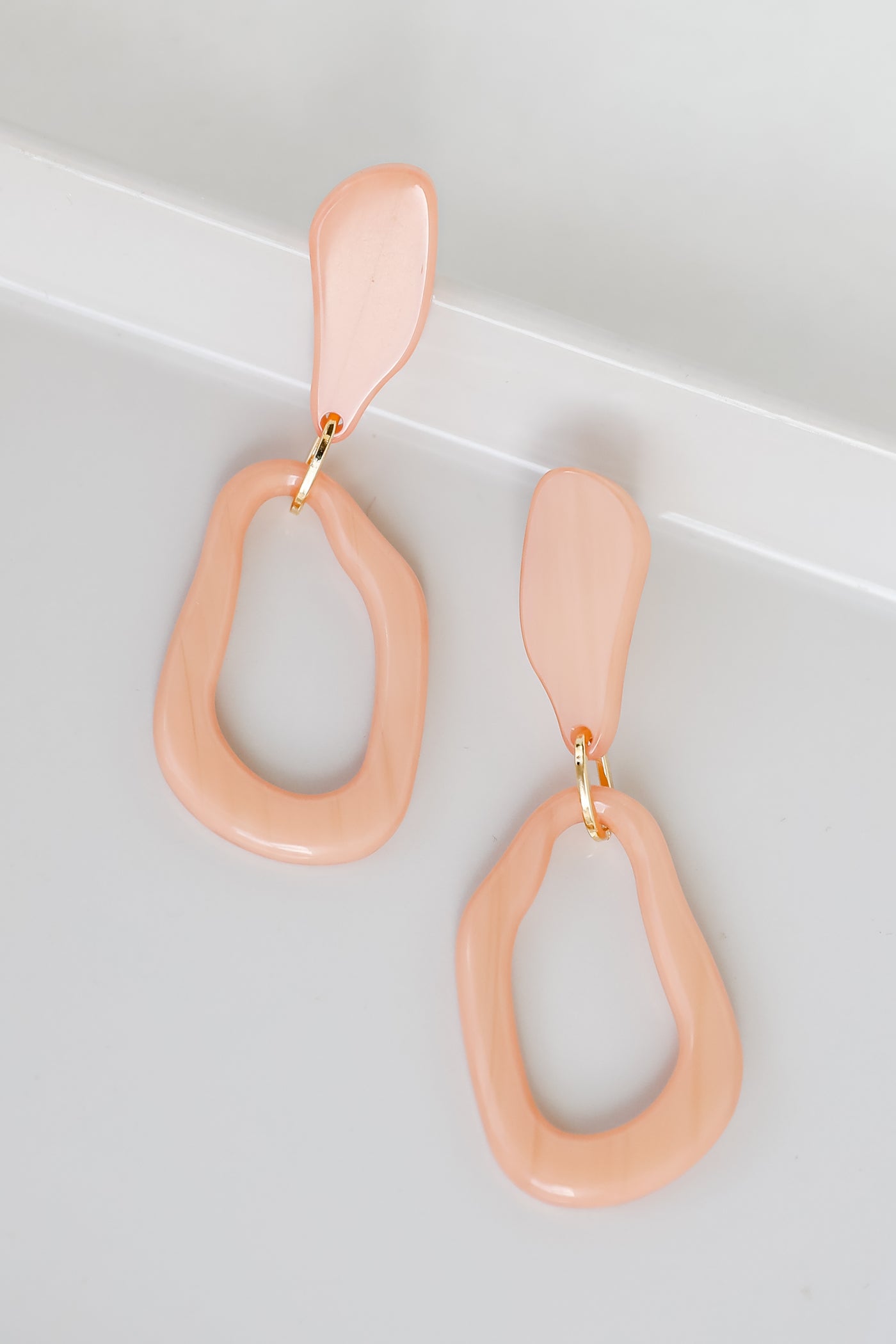 Acrylic Statement Earrings in peach