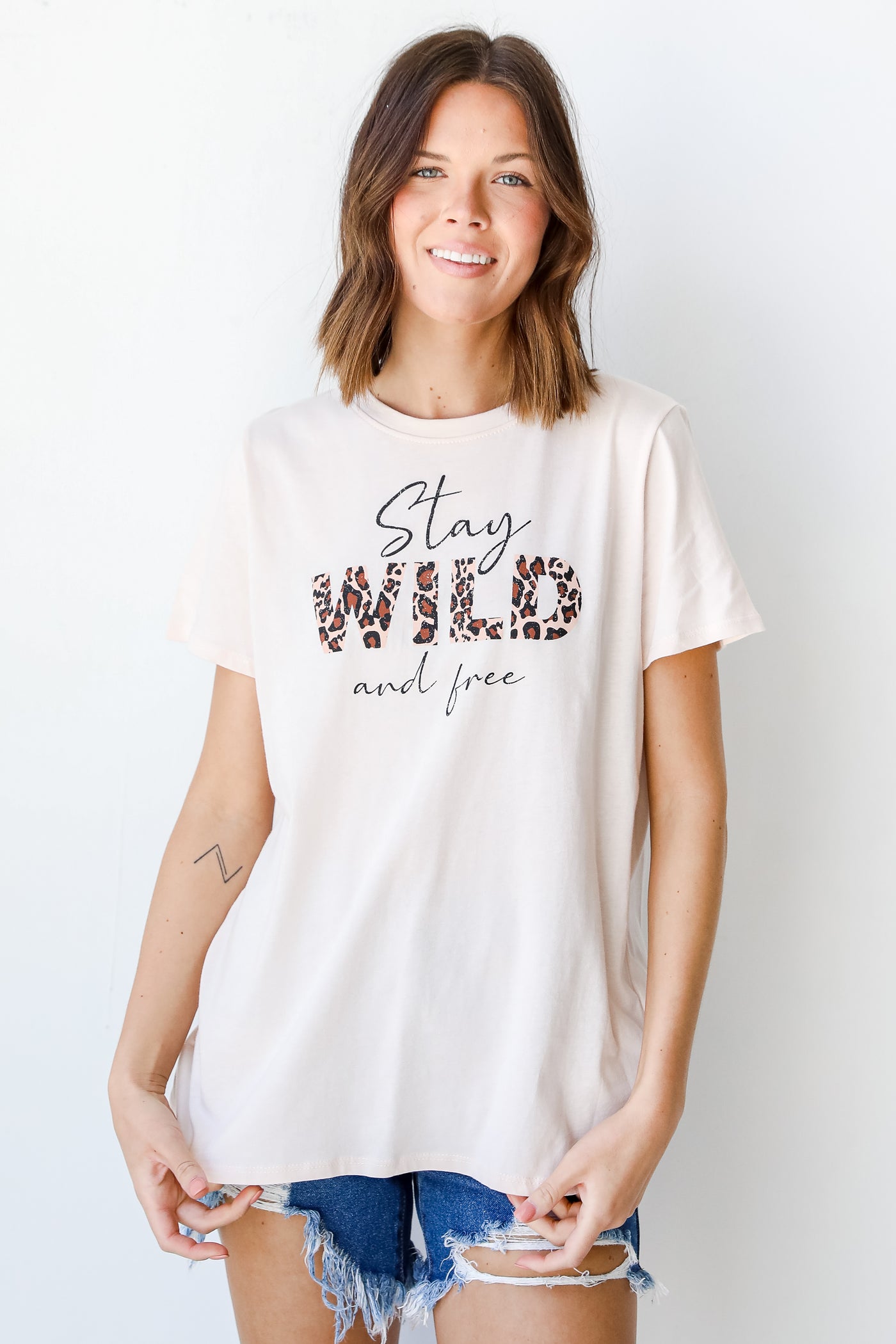 Stay Wild And Free Graphic Tee close up