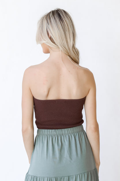 Knit Tube Top in mocha back view