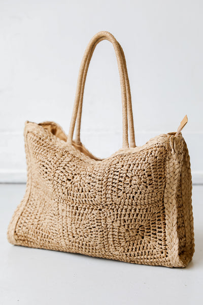 Straw Tote Bag front view