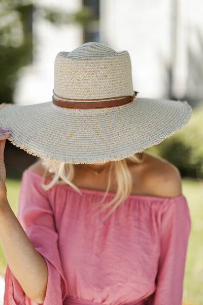 Frayed Straw Boater Hat front view