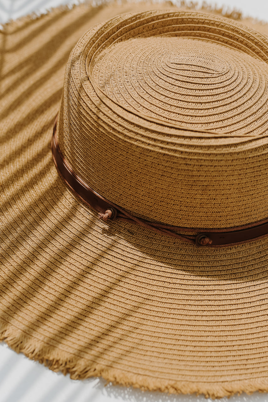 Frayed Straw Boater Hat close up