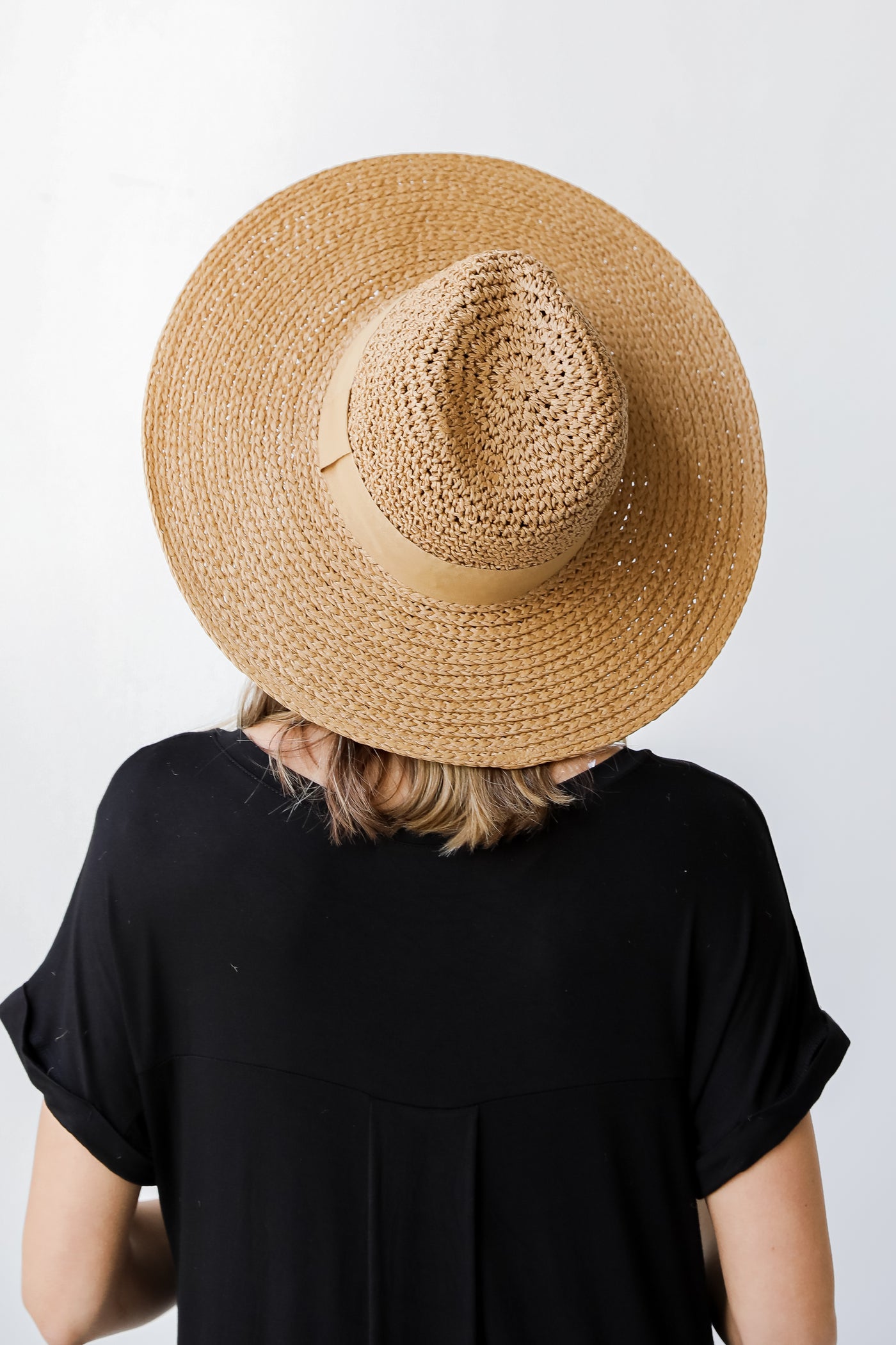 Straw Wide Brim Hat on model