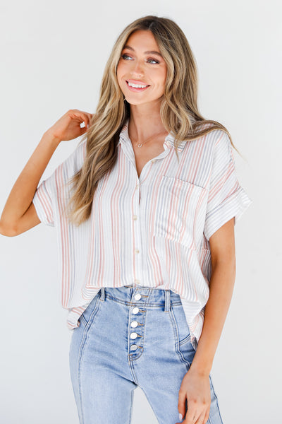 Striped Button-Up Blouse