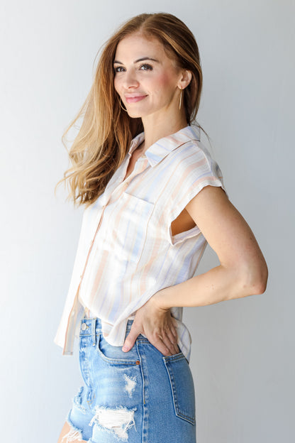 Striped Button-Up Blouse side view